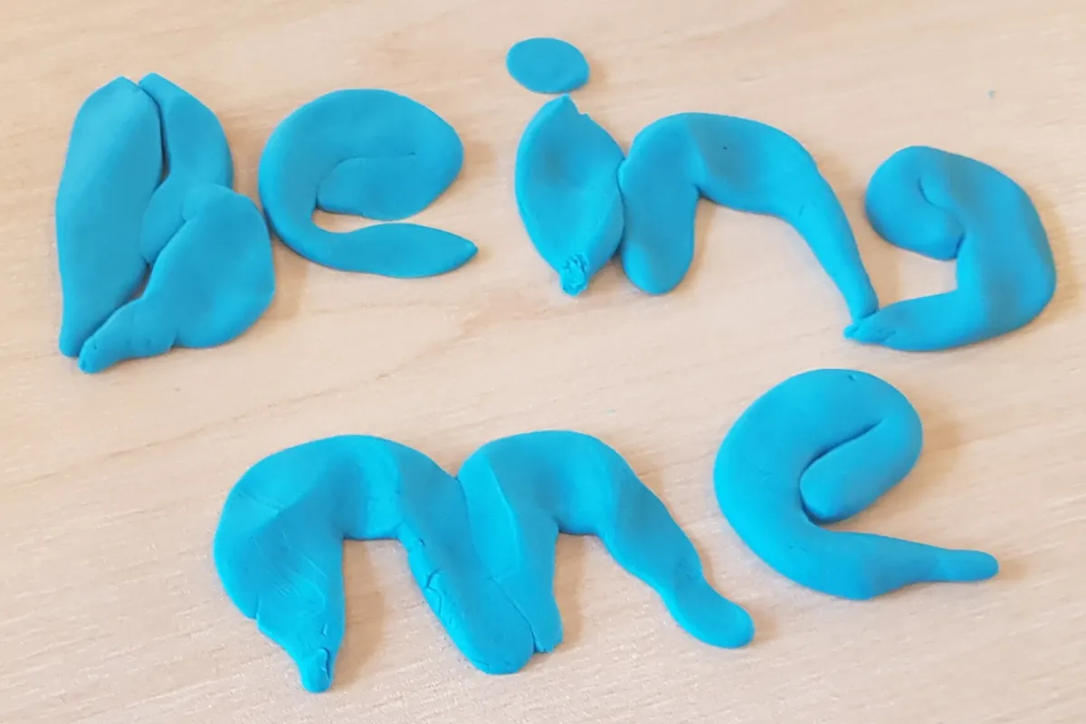 Being Me (letters spelled out in playdough)